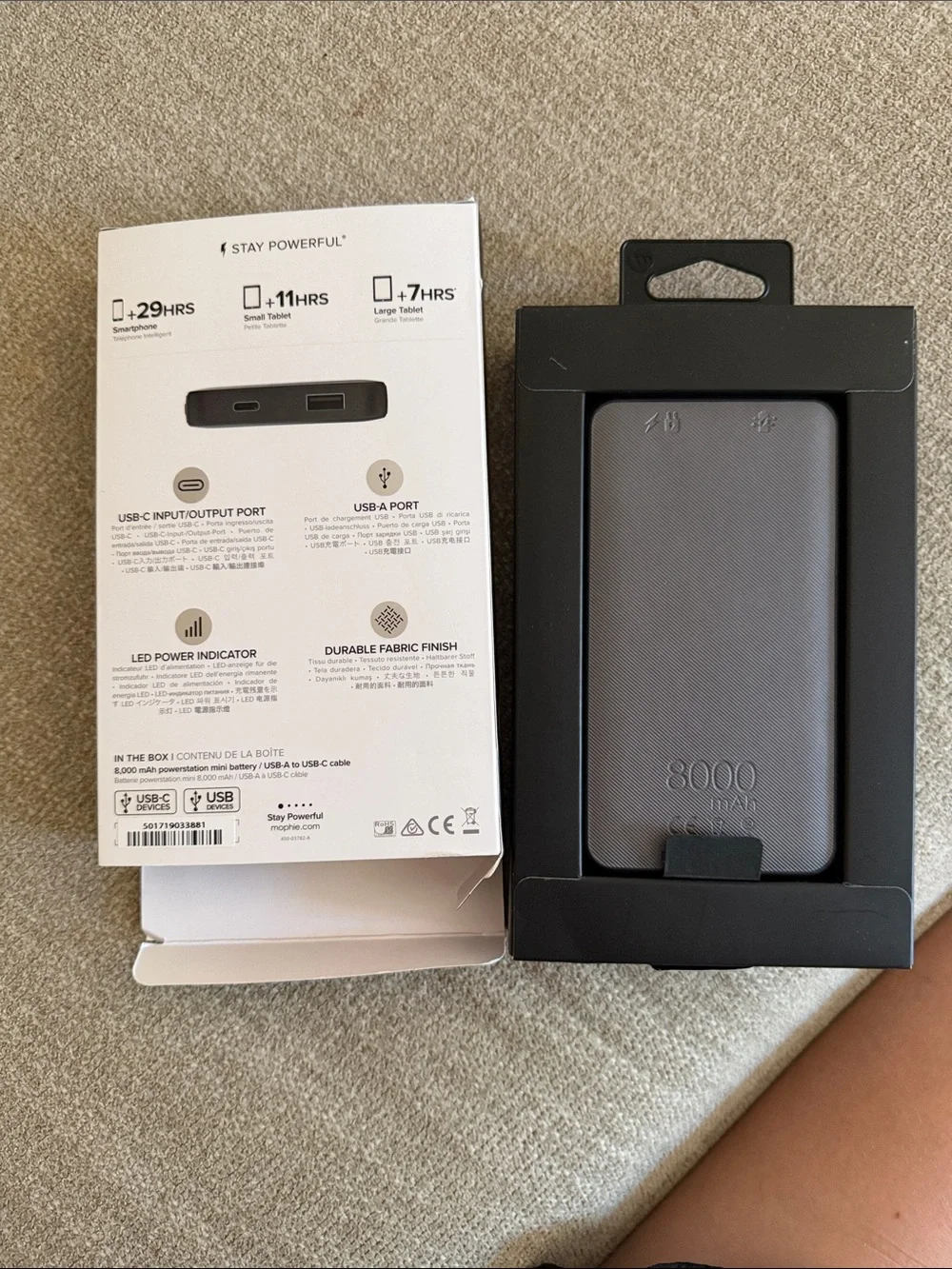 Mophie Powerstation 8000mAh Portable Battery with USB-C / USB-A Port -Space Gray - Picture 2 of 3